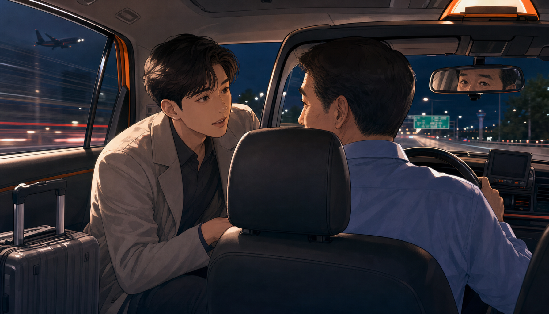 택시 타기 장면 이미지